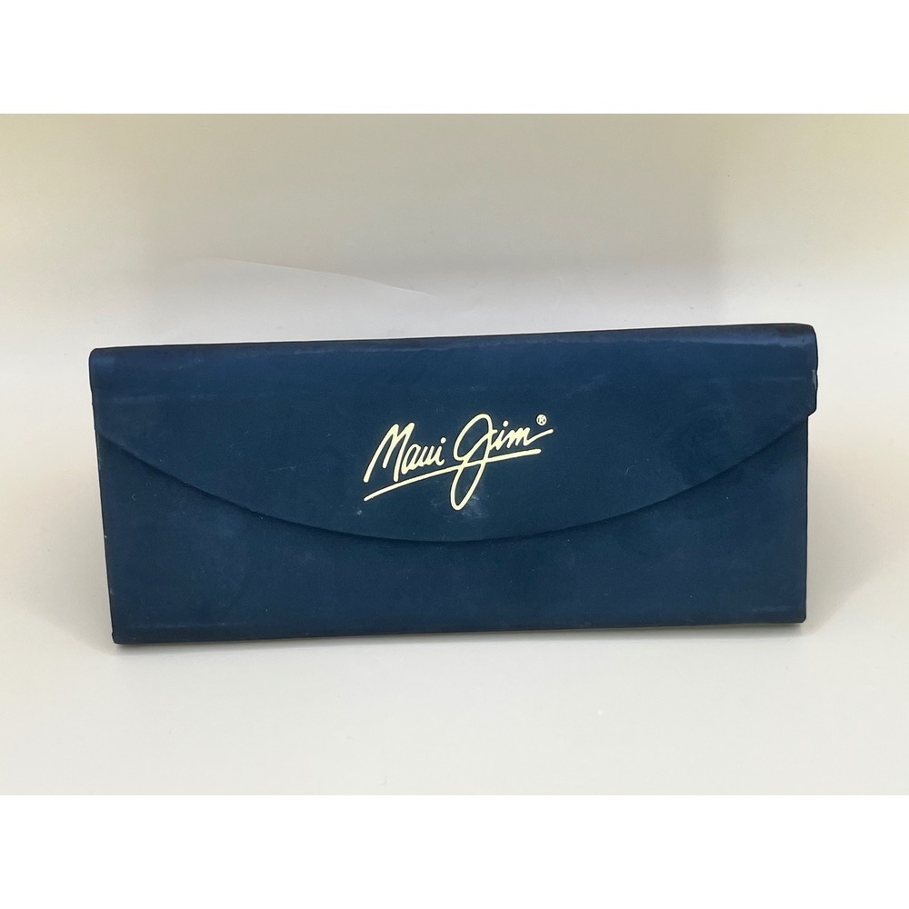 Maui Jim Foldable Sunglasses Case Navy Blue Faux Suede with Cleaning Cloth